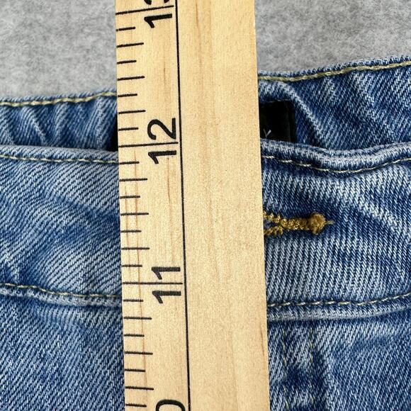 Free Assembly Jeans Denim Short WMNS Sz 14 Light Wash Blue Frayed Hem High Rise - Picture 10 of 11
